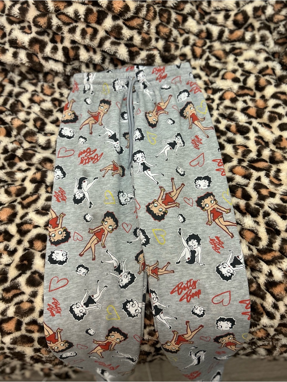 Betty Boop Gray Lounge Pajama Pants with Red and Yellow Accents